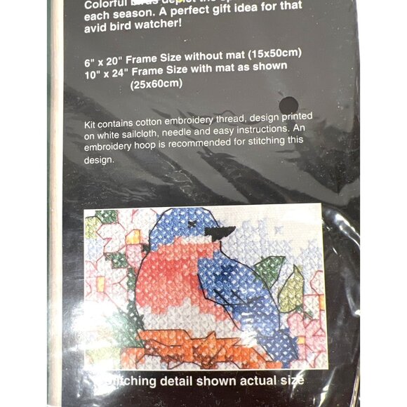 Dimensions Stamped Cross Stitch Kit Four Seasons Birds 10" x 24" Embroidery Stam - Picture 3 of 4